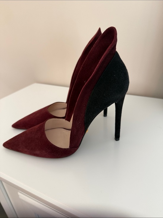 Prada Shoes - Prada Burgundy and Black Suede Pointed Stiletto Pumps
